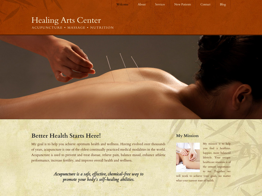 Elegant, natural website for acupuncture