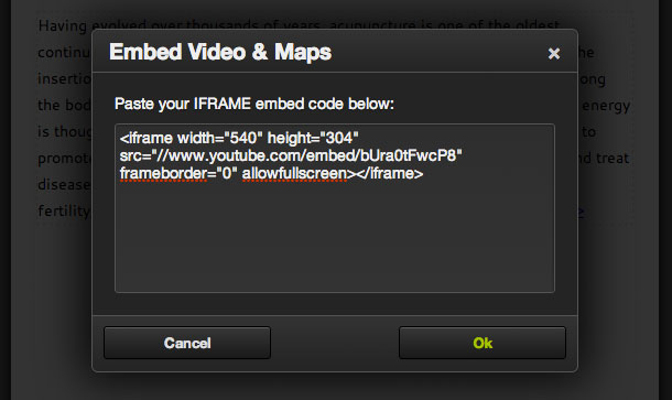 add video from youtube or vimeo